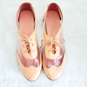CHASE & CHLOE peach transparent oxford